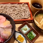 海鮮食堂 魚盛 - ミニ三食丼+せいろ蕎麦