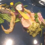 ル・ヴァンキャトル - ウサギとエビのバロティーヌ？低温調理、ラヴィゴットソース、白エビ