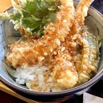 Sobadokoro Daisen - プリプリエビのミニ天丼