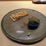 鮨 さかい - 唐津の赤ウニ、蒸し鮑