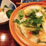 鳥田中 - お通し（お新香･筍の卵とじ)