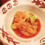 鳥田中 - 湯引きお造り 黄身正油和え