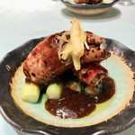 龍皇 - 生タラバ蟹の豆豉炒めアスパラ添え