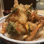 味奈登庵 - #食べログ的に撮るとこうなる。  この日も大きなかき揚げがのせられた、かき揚げ天丼