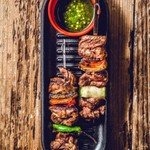 Grilled skewer lamb skewers with rosemary scent