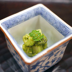 豪龍久保 - 白子筍　原木椎茸　粟麩　木の芽味噌和え