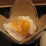 久太郎 - 先付け「おばいけの辛子味噌がけ」九州では「おばいけ」というのですね。