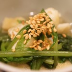 新ばし 笹田 - 壬生菜と揚げの温かいお浸し