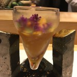 鮨　Shizuku - 高知県土佐清水のれそれ醤油漬けと北海道知床産塩水うにの和え物