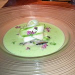 中島町倶楽部 - アスパラガスのすりながし、岩牡蠣と生のアスパラガスに日向夏の果汁を搾って