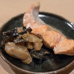 うを徳 - 2018.4 大目マス炭火焼き 筍と木耳と菊芋の花山椒炊き