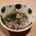 うを徳 - 2018.4 花山椒鍋3杯目（但馬牛、物集女タケノコ、ワカメ）