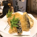 喜助 - ハリイカと茄子の天ぷら
