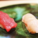 伊藤家のつぼ - lean tuna　鮪漬けとメジナ昆布〆の握り