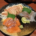 Sennennoutage - (料理)(宮崎)日南どりむねたたきと御造里二種盛り合せ 