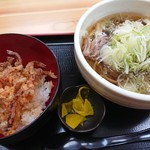 Yamagata Soba Tsuruya - 肉そば（冷）＋ミニ天丼（ゲソ天）