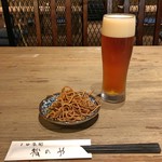 Soba Kisai Matsunoya - お通し + 生ビール（琥珀ヱビス）