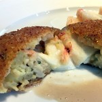 ル ボークープ - 桜エビ、牛アキレス、大麦、モッツァレラのコロッケ タケノコのサラダ