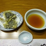 日の出 - 蛤磯部揚げ、天つゆ、塩