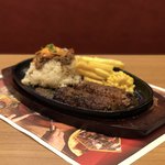 ブロンコビリー - ブロンコハンバーグとガーリックビーフライスランチ