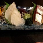 七伍屋 - 真鰈と縞鰺刺身