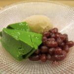 赤坂 菊乃井 - 水物　黒糖シャーベット　抹茶豆腐