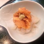 三扇 - 白海老雲丹のせ