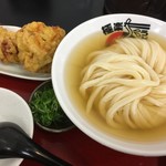 極楽うどん TKU - 鶏天セット（￥790）：ひやかけ・鶏天2個