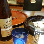 いろりの宿 芦名 - 部屋飲みです。切り子のビールグラスが映えます。