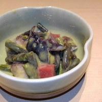 炭火割烹 大嶋 - 鳥貝とわらびの酢味噌あえ