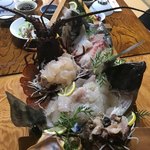 民宿 磯の味 なこら - 料理写真:舟盛 チヌ ヒラメ 伊勢海老 スズキ サザエ