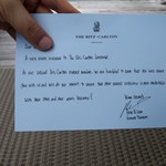 The Ritz Carlton - 偉い人からの手書きのお手紙。まさかの手書きは初めてだ…