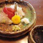 割烹 利助 - ④御造り - 鯛、鮪(赤身&中トロ)、烏賊(あまーい!)