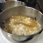 冨じお - 魚介スープで割ってIHヒーターで煮立てて…