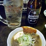 居酒家あきば - ⑤レバーたれ又は牛モツ煮込み