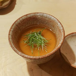 鮨 あらい - ボタン海老の頭、すっぽん茶碗蒸し