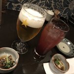 炭火串焼 もん - まずは乾杯