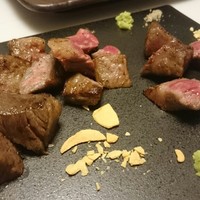 鉄板焼 曉 - 高森和牛3種たべくらべ。