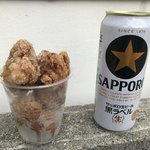 鶏金商店 - 鶏金唐揚げ(500円)と黒生のロング