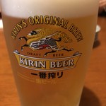 居酒屋大山 - 最初の一杯、キメが細やかな生ビールでした。