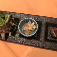 ステーキハウス キッチンリボン - 稚鮎、サザエのガーリック焼き他オードブル