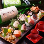 Assortment of five types of selection sashimi
