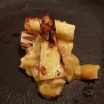 余市SAGRA - ホワイトアスパラ　リンゴのピクルス・凍らせた卵黄和え