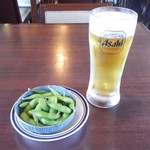 小山温泉思川 - 枝豆と生ビール