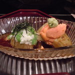 斗々屋 - ◆なすの雲丹乗せとオクラ＆トロロ乗せ