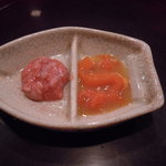 斗々屋 - ◆左が鯛ワタ、右がバクライ