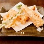 旬菜 すがや - 帆立貝と筍の天ぷら 380円
            さっくり揚がった筍と帆立貝はビックリするほど美味しかったです♡