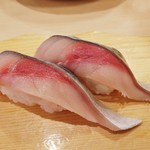 沼津魚がし鮨 流れ鮨 - 生さば420円。