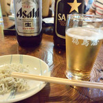 福島屋 - ビール＆お通しの釜揚げしらす