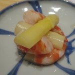 酒事と飯事 黄瀬戸 - 車海老とホワイトアスパラのピクルス